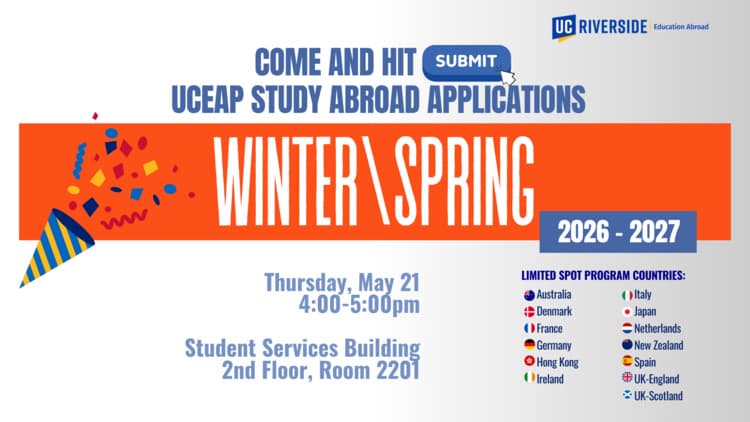 Flyer for Hit Submit Study Abroad Application Party